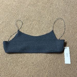 NWT Joah Brown corded open back bra charcoal luxe knit